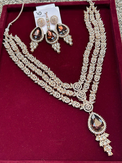 Rose gold necklace set