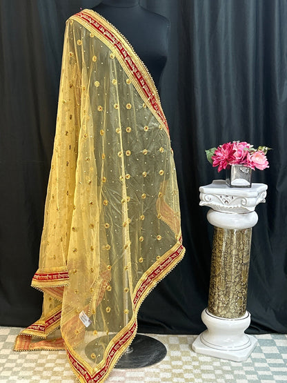 Bridal dupatta | golden dupatta for bridal lehenga/ saree