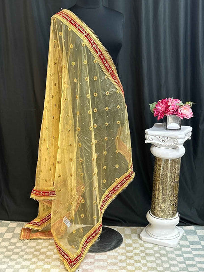 Bridal dupatta | golden dupatta for bridal lehenga/ saree