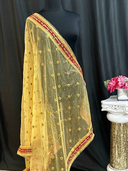 Bridal dupatta | golden dupatta for bridal lehenga/ saree