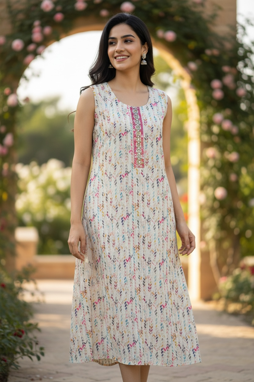 Chikankari printed Kurti