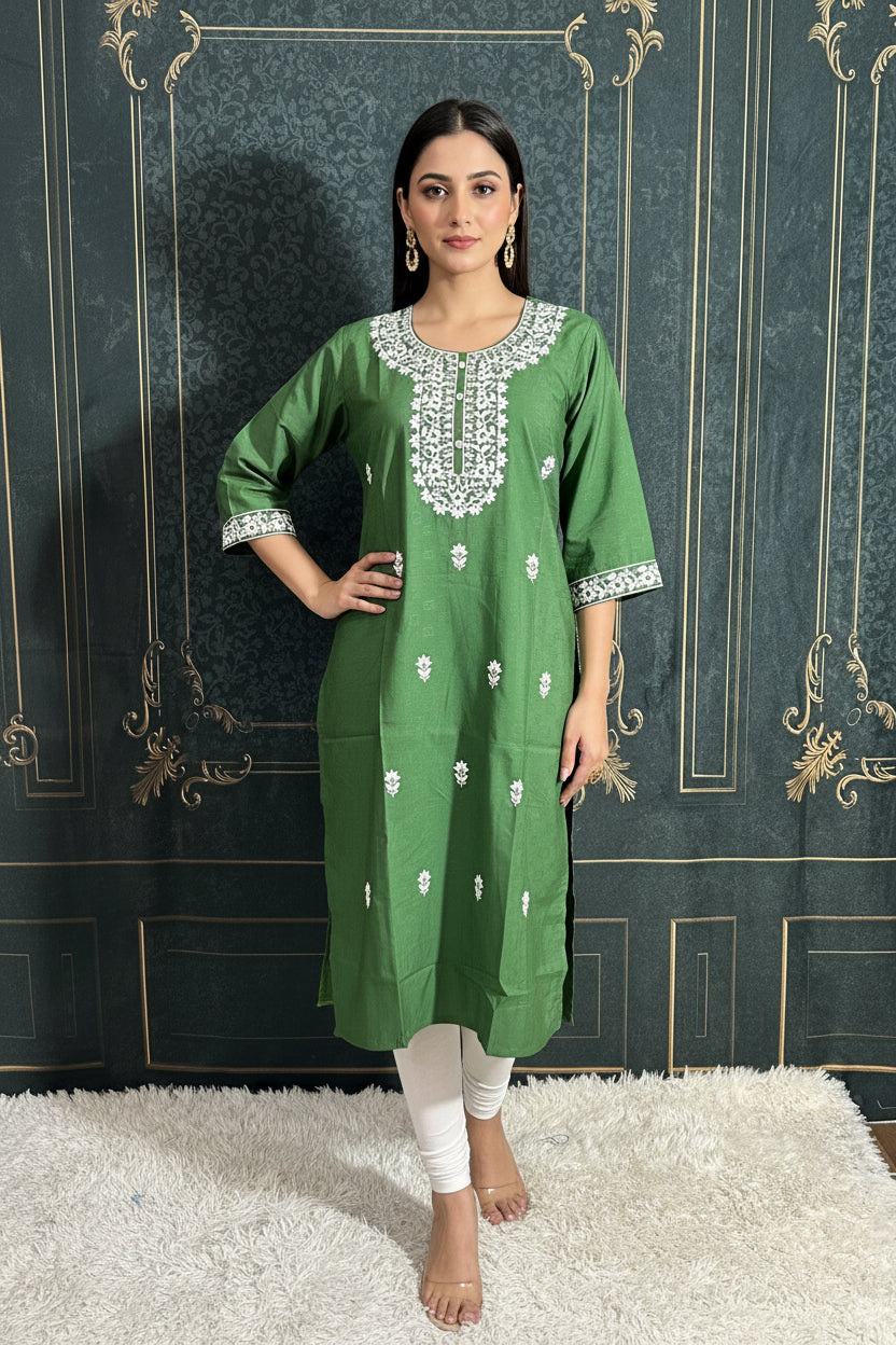 Crape silk chikankari work kurti