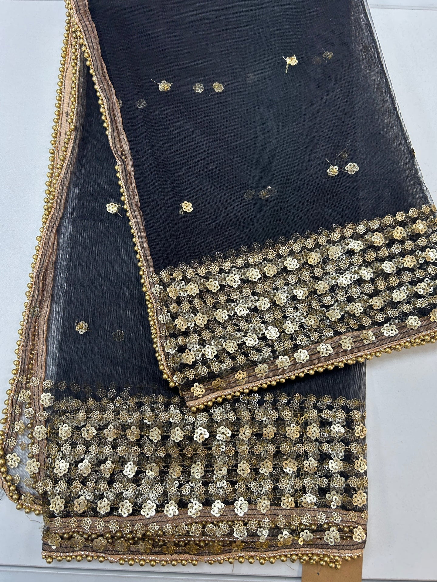 Black sequin net  duppata