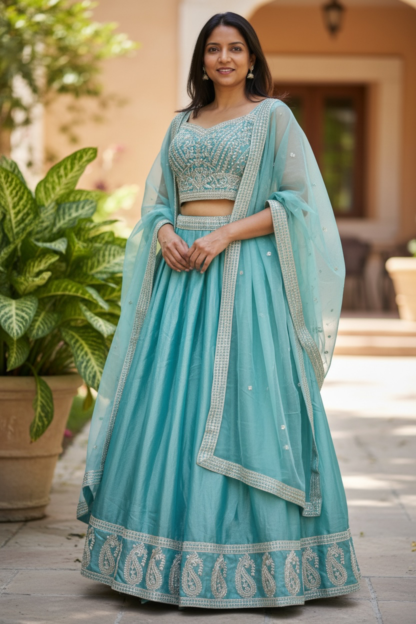 Teal blue : Lehenga Choli set