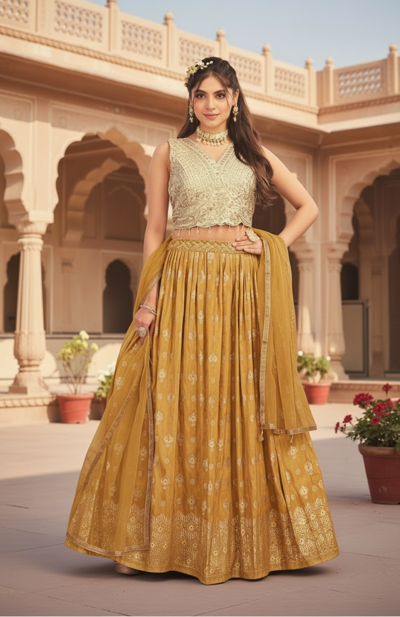 Yellow : banarasi Lehenga set