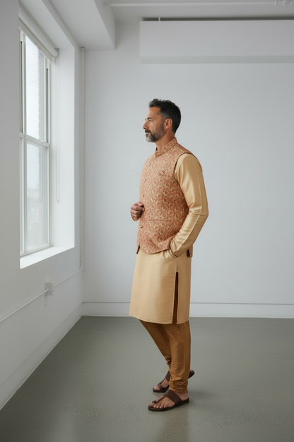 Cotton silk jacket set