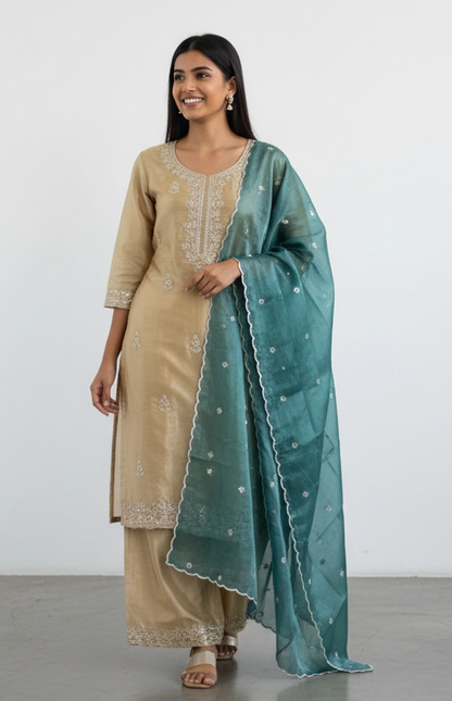 Tissue silk Kurti Plazzo set