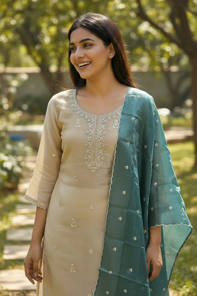 Tissue silk Kurti Plazzo set