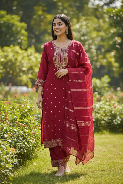 Crape silk Kurti set / salwar suit