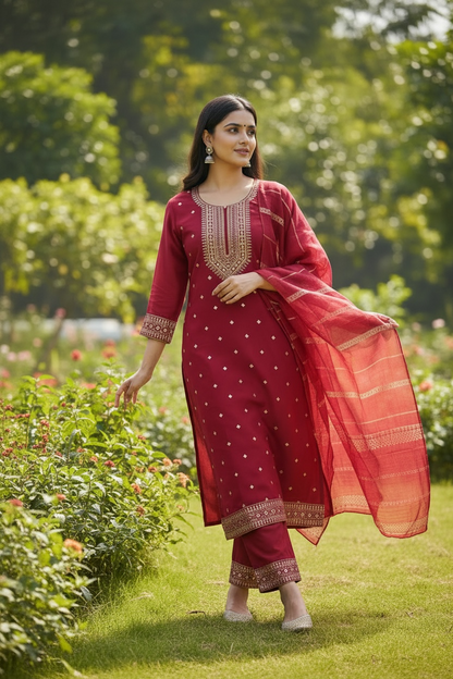 Crape silk Kurti set / salwar suit