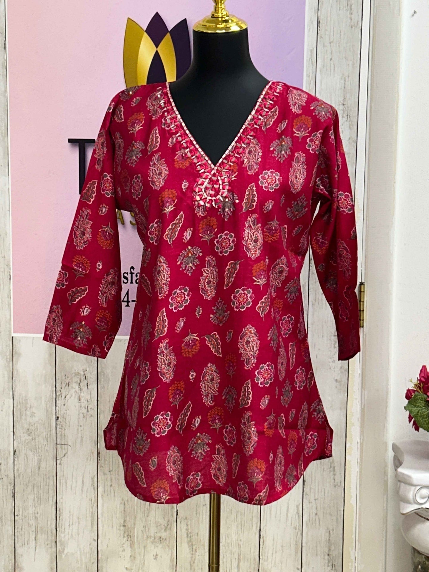 Linen silk short kurti