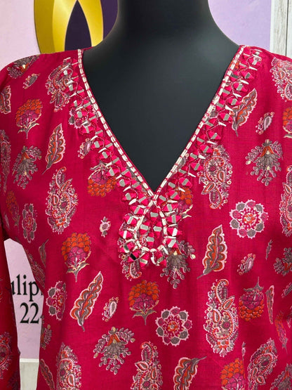Linen silk short kurti