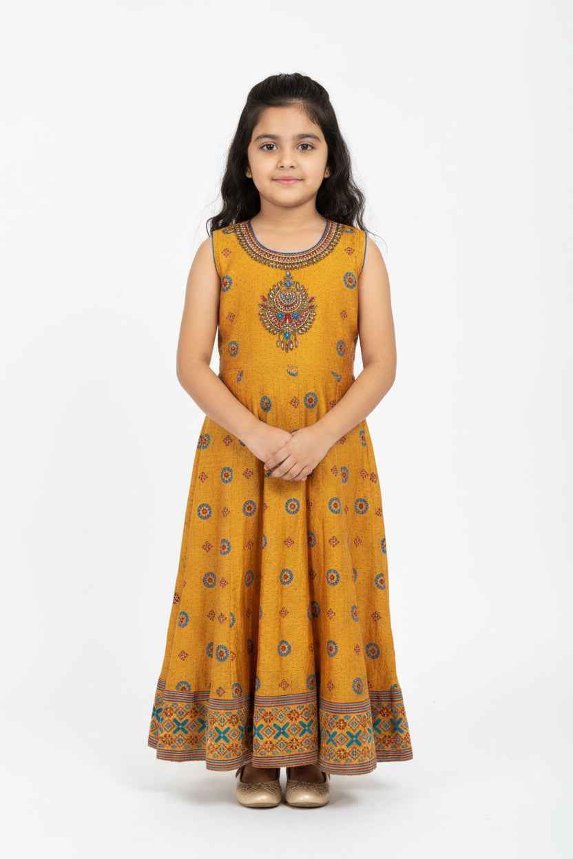Silk Anarkali Kurti for little girls