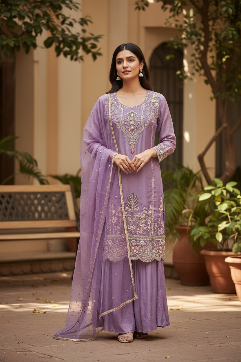 Light purple salwar suit / Kurti Plazzo set