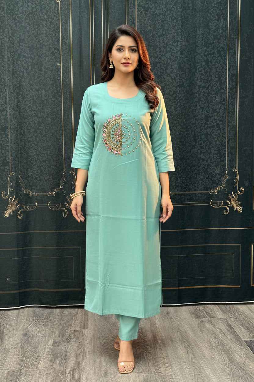 Silk kurti with bead work