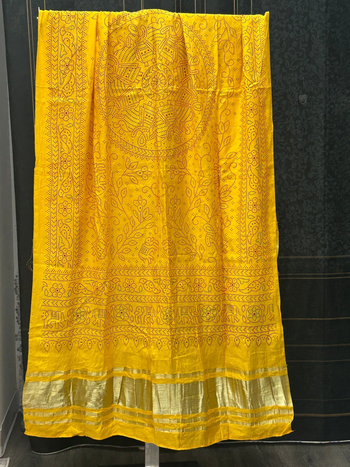 Yellow gajji silk dupatta