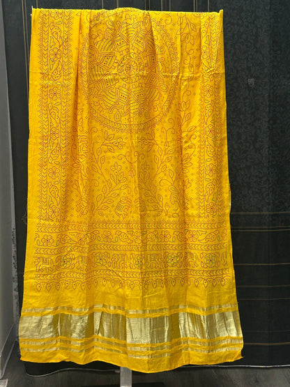 Yellow gajji silk dupatta