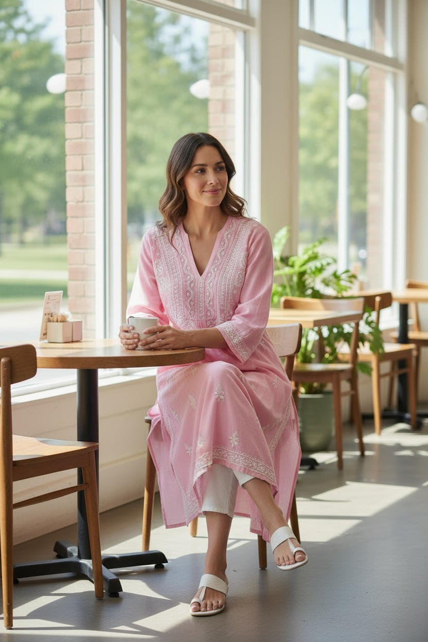 Chikankari cotton Kurti