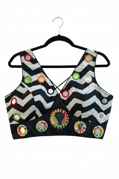 Cotton blouse : black and white