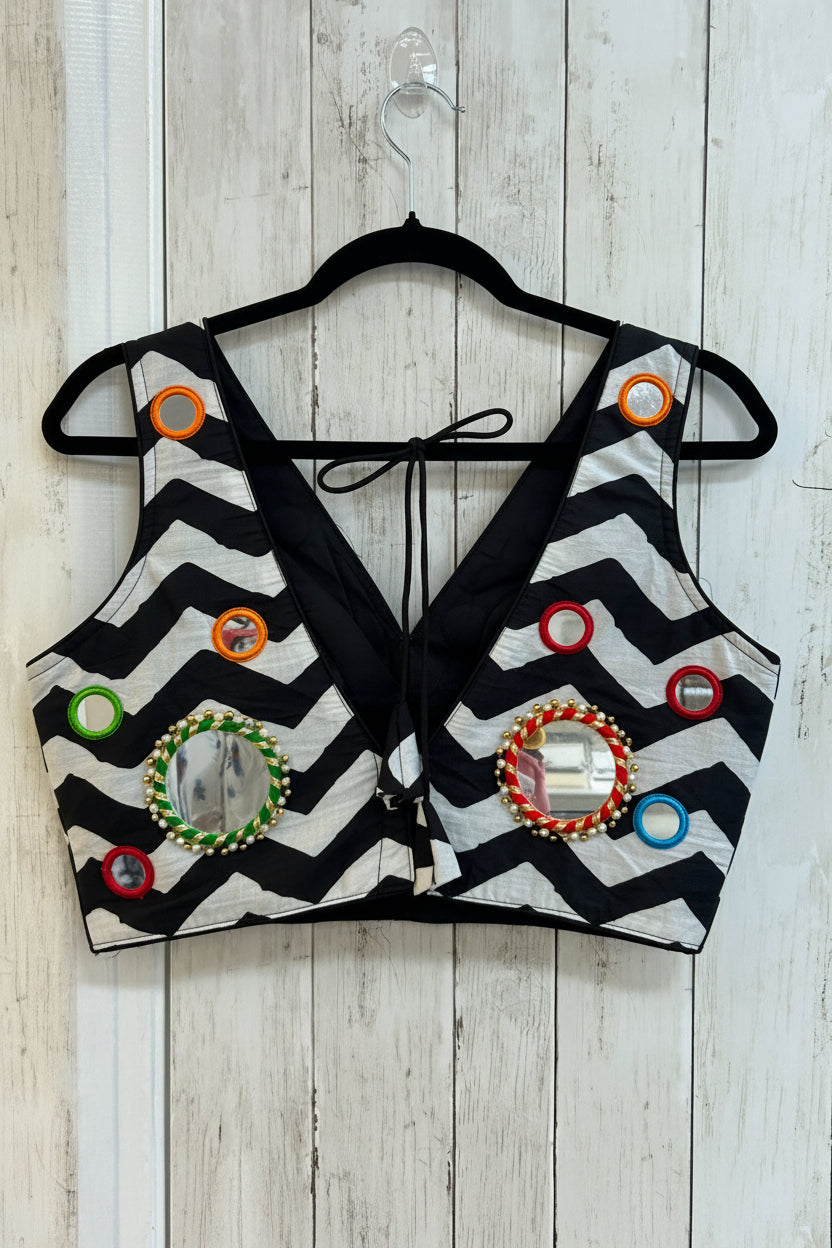 Cotton blouse : black and white