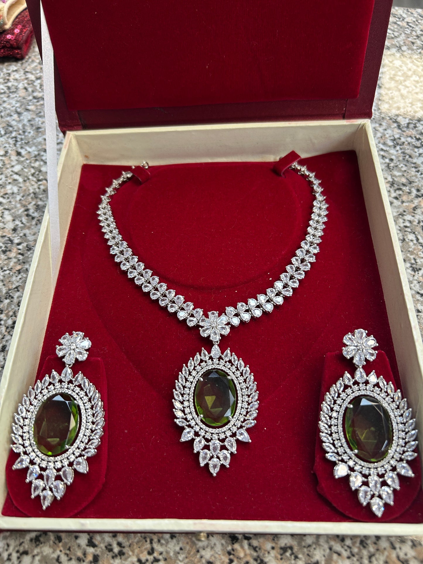 AD necklace set : mehandi green