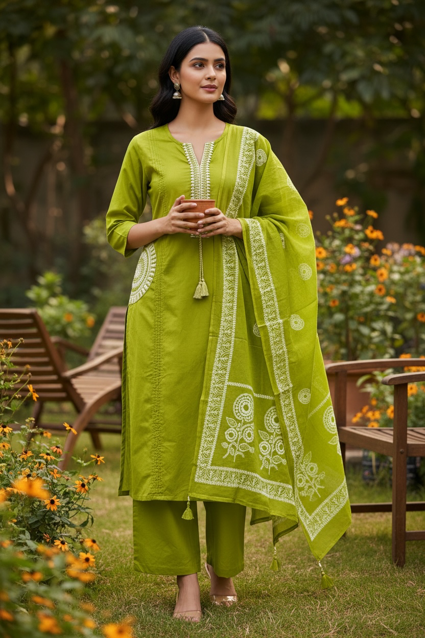 Dhabu cotton Kurti pant set