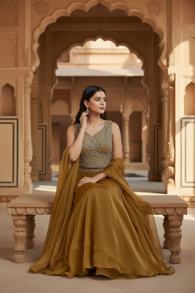 Dark orange lehenga Choli set