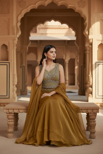 Dark orange lehenga Choli set