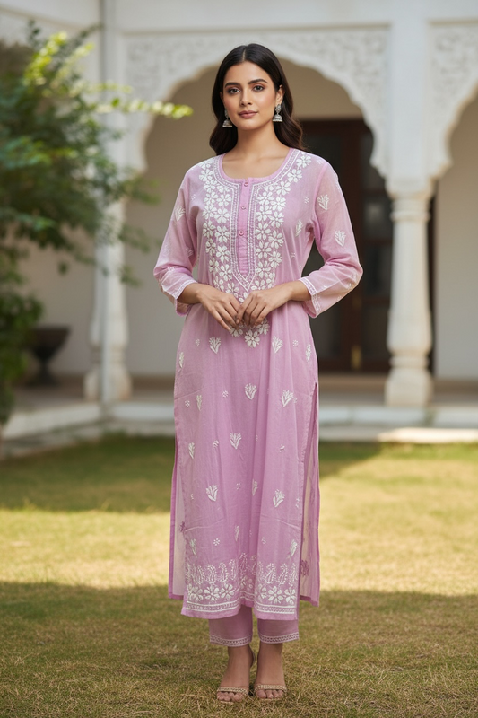 Cotton chikankari kurti (pant not included)