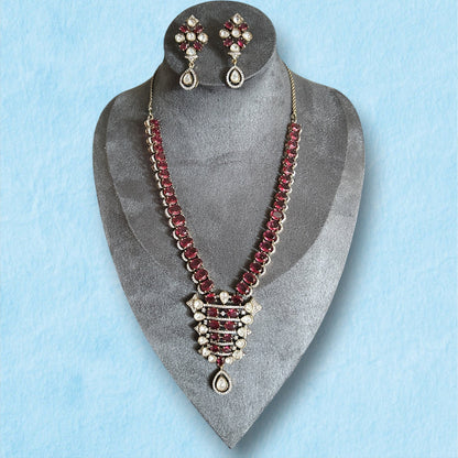 Ruby Red Kundan Necklace Set with Earrings | Indian Bridal Jewelry | Traditional Ethnic Wedding Jewelry | Bollywood Style