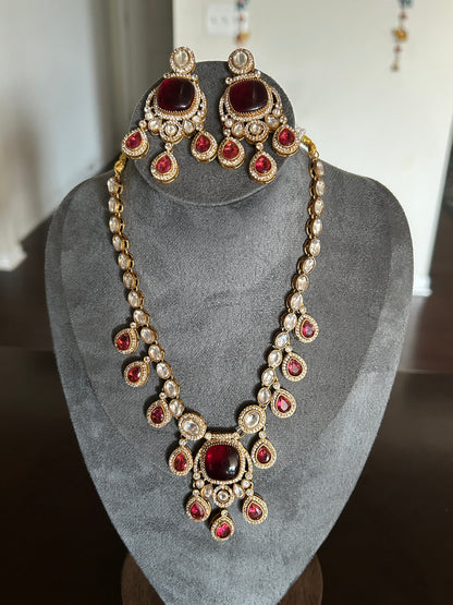 Ruby red necklace set