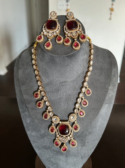 Ruby red necklace set