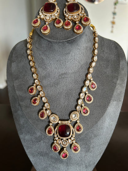 Ruby red necklace set