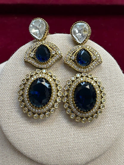 Antique polish earrings : Blue