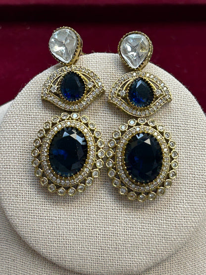 Antique polish earrings : Blue