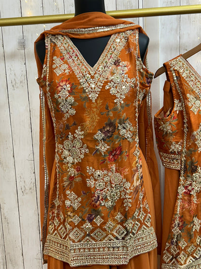Indo western sharara set for Haldi mehandi function