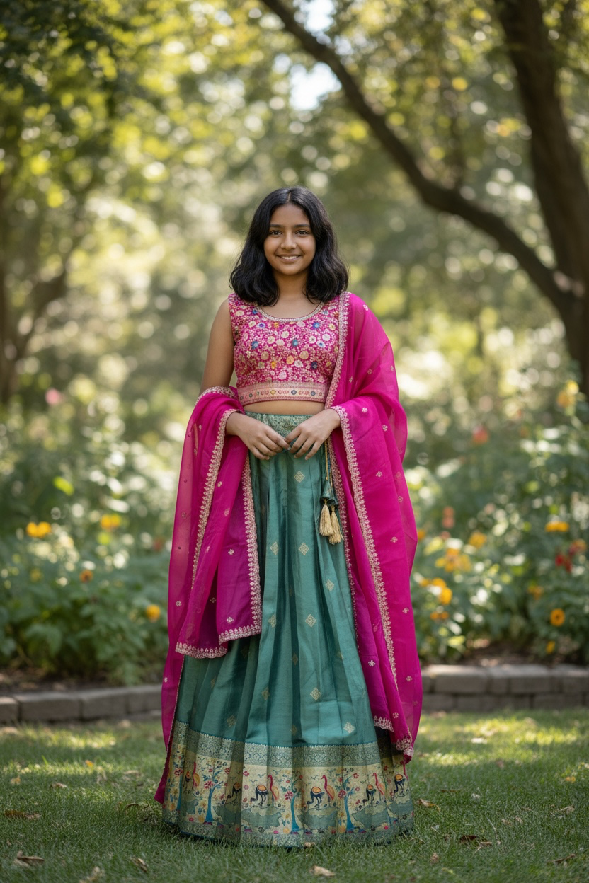 Pattu lehenga for young girls