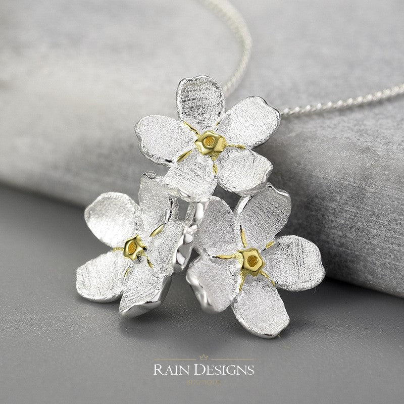 Forget-me-not Cluster Flower S925 Silver Earrings