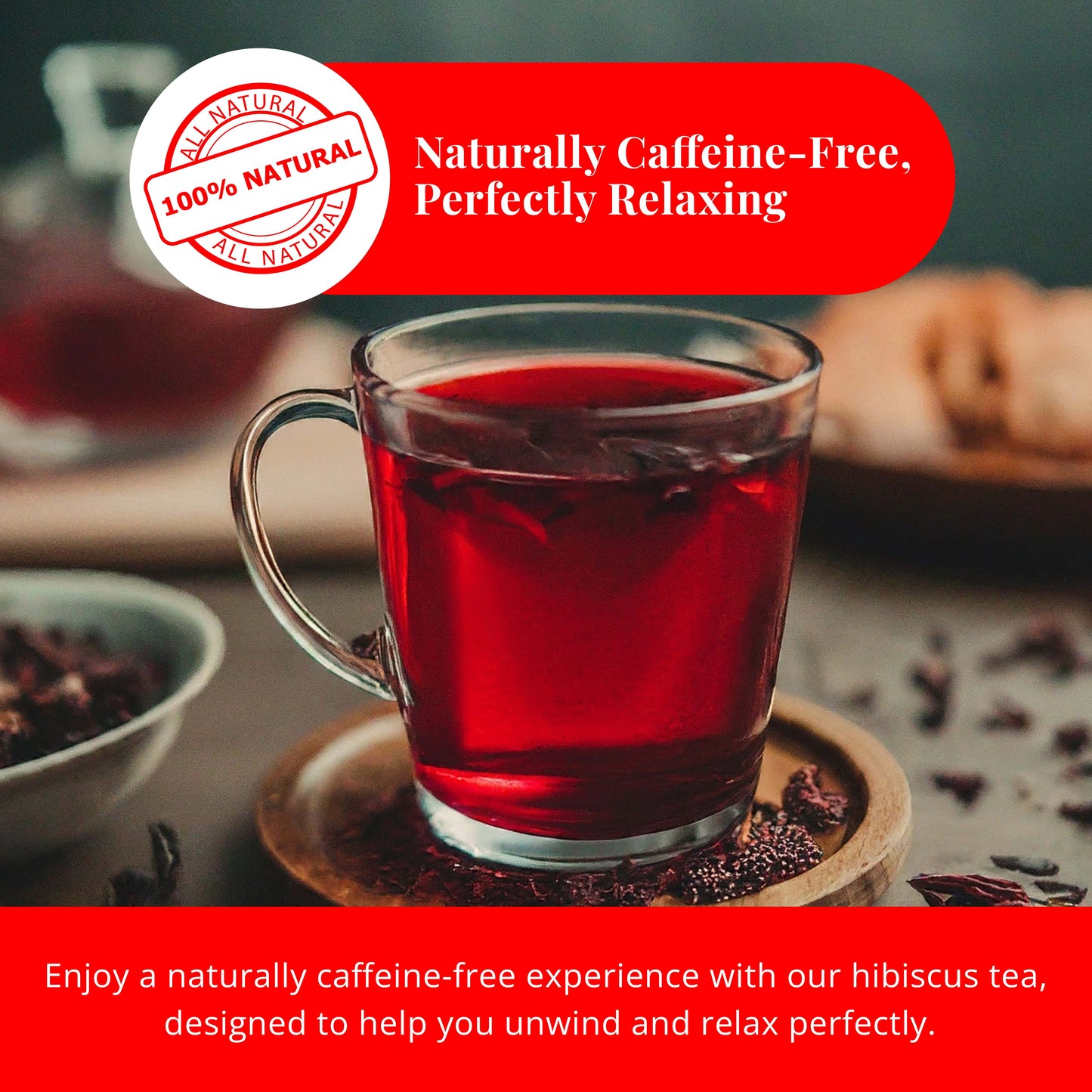 Akshit 50 Hibiscus Tea Bags, Pure Hibiscus Tea, Te De Hibisco from 100% Dried Hibiscus Flowers, Caffeine Free, Sugar Free, Stress Relieving & Energy Tea