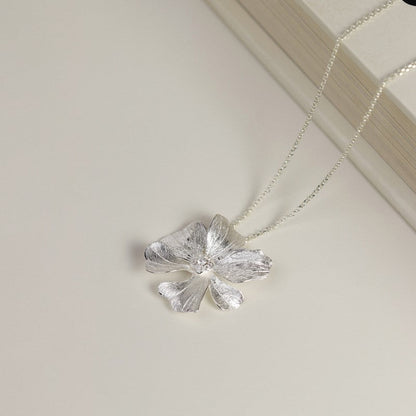 Peony Flower 925 Silver Necklace