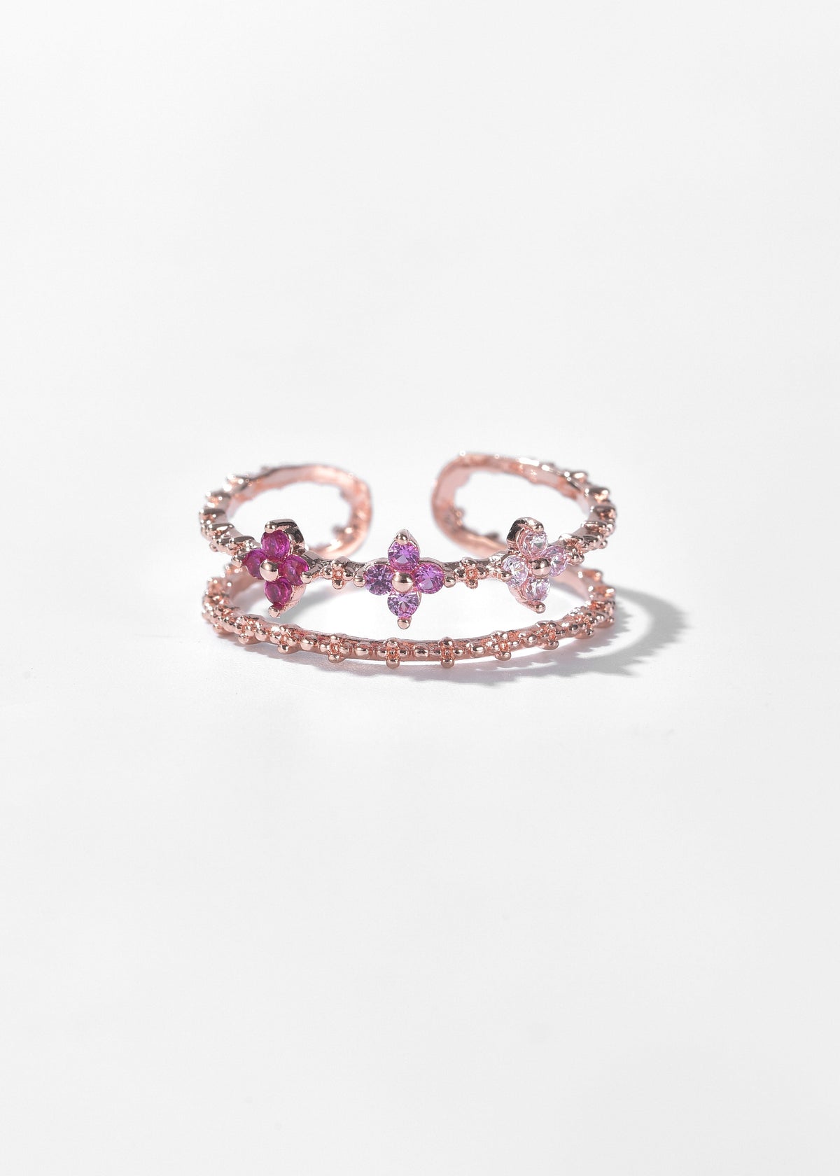 Triple Spectrum Gold Flower Ring