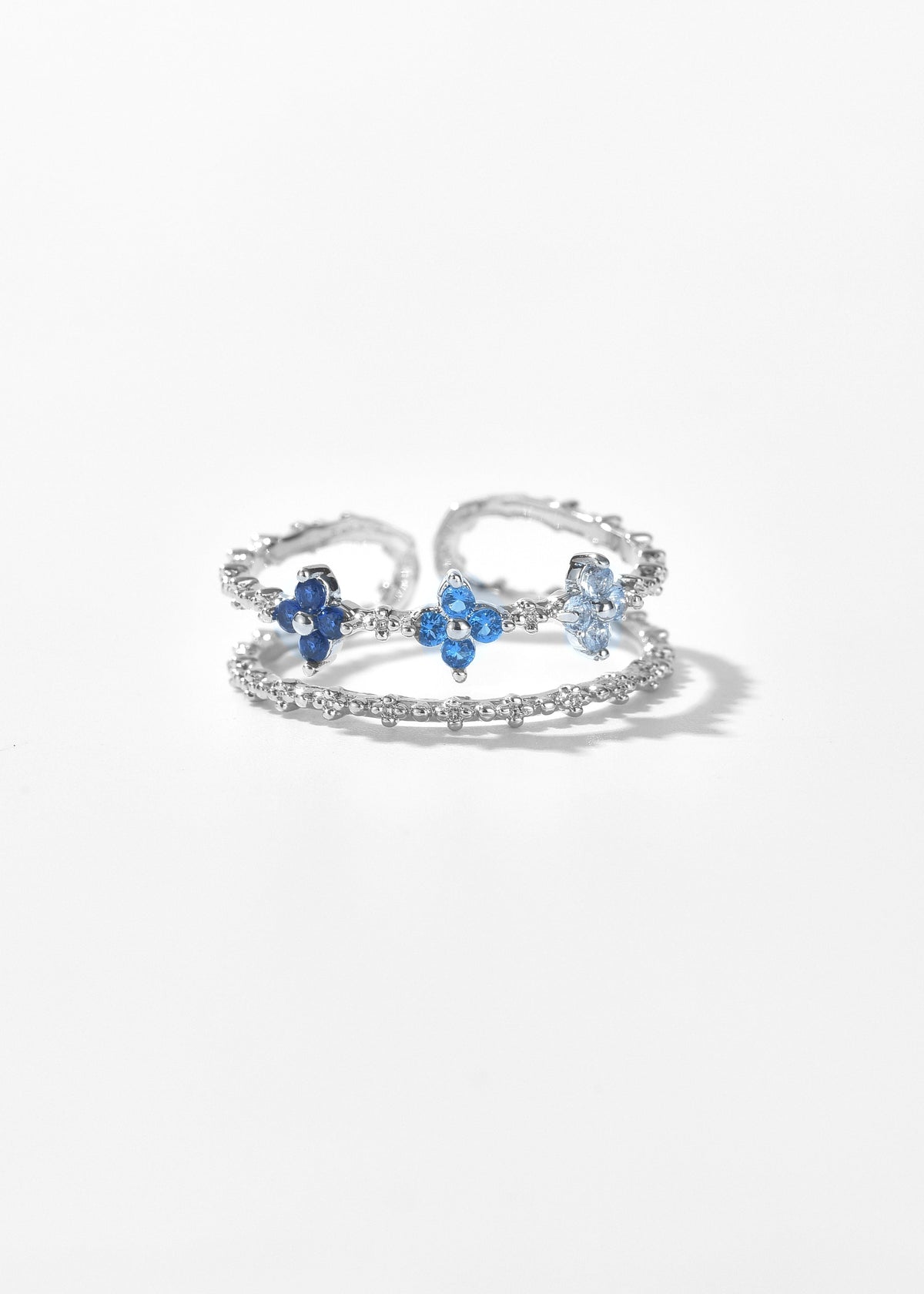 Triple Spectrum Gold Flower Ring