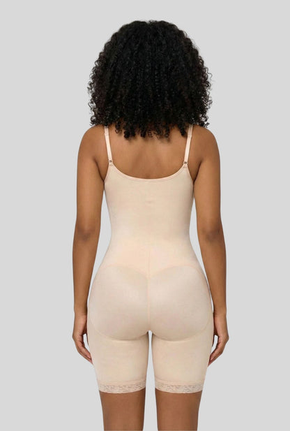 Open Bust Full Body Suit MIid-Thigh w/Front Zipper & Lace