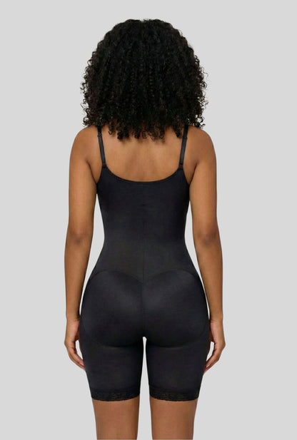 Open Bust Full Body Suit MIid-Thigh w/Front Zipper & Lace
