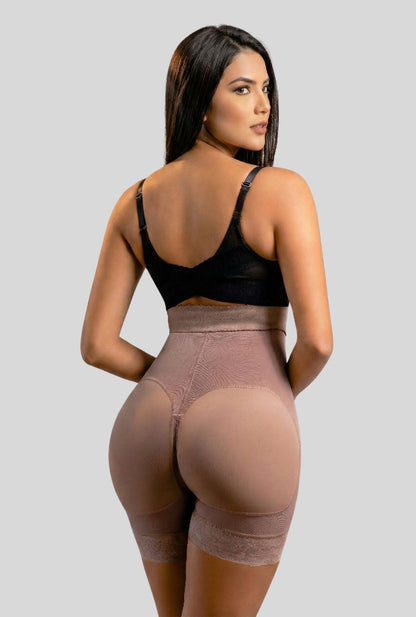 Mid Thigh Hook & Eye High Waist Short