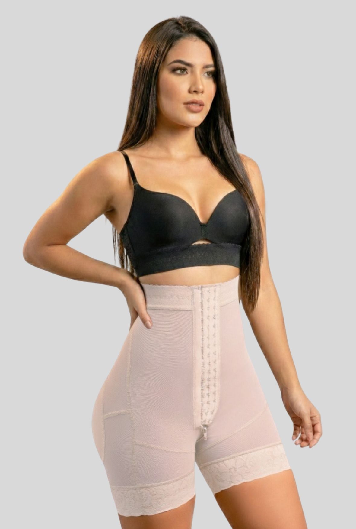 Mid Thigh Hook & Eye High Waist Short