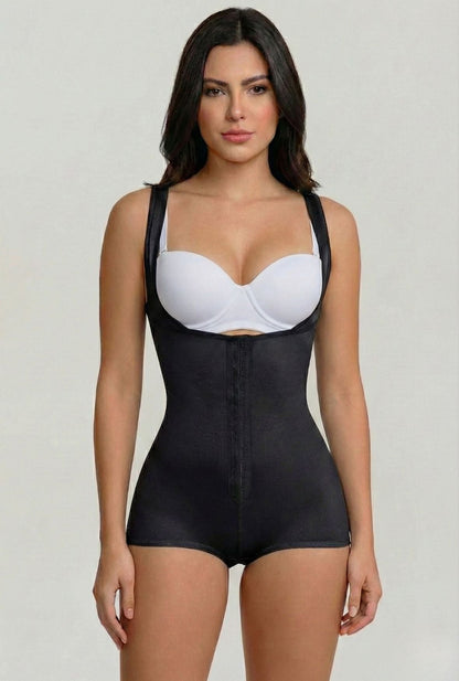 Open Bust Boyshort Bodysuit w/wide straps