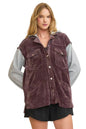 Umgee Contrast Hooded Chenille Jacket
