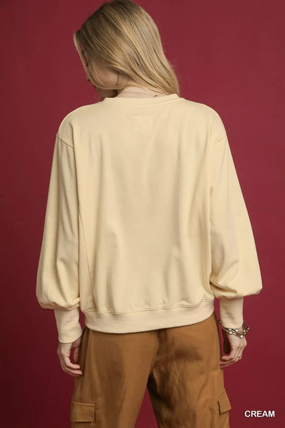Umgee HO Applique French Terry Sweatshirt