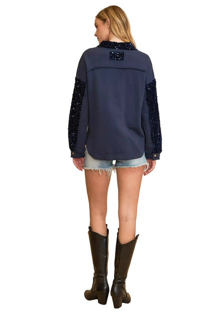 Umgee Sequined French Terry Jacket